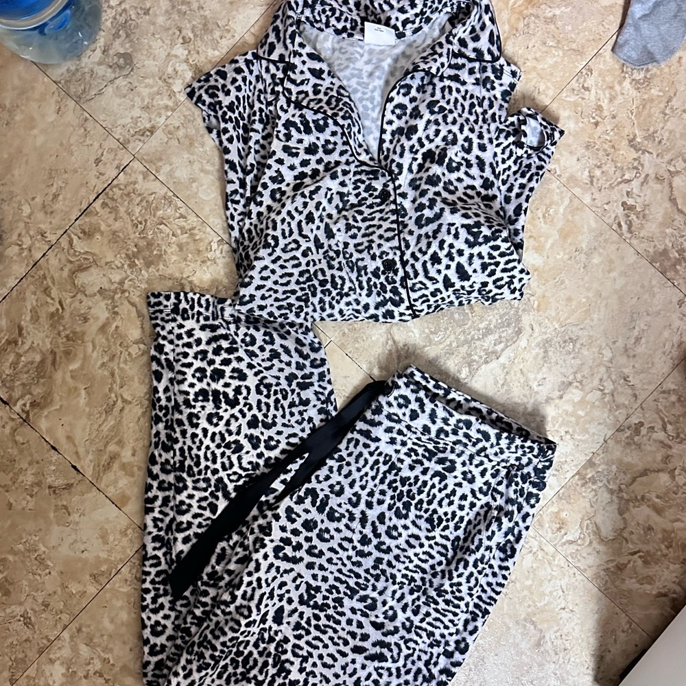 Soma Black and White Leopard Pajama Set
